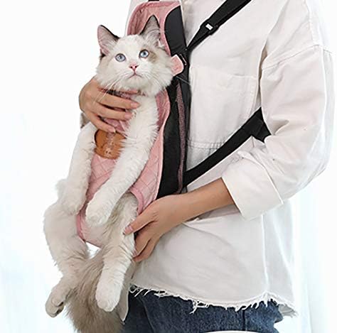 Front Cat Dog Backpack Travel Bag Sling Carrier Portable Outdoor Lightweight and Soft Comfortable Puppy Kitty Rabbit Double-Sided Pouch Shoulder Carry Tote Handbag Pink Medium
