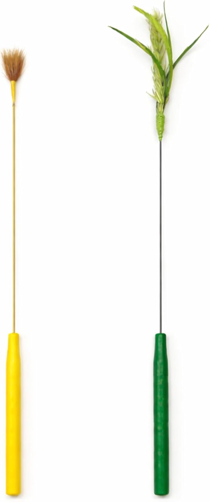Mini Cat Wand Toy Set - Fast Motion Interactive Cat Teaser, Small Feather & Flowing Feather Tips, Flexible Wire Wand for Indoor Cats, Close-Range Play, 2 Pack