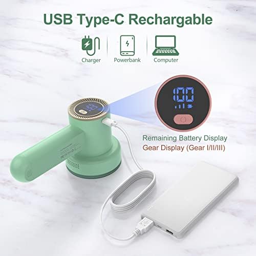 HOMEASY Fabric Shaver, Rechargeable Lint Remover for Clothes Green