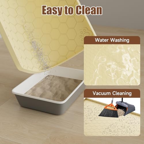 Cat Mat for Litter Box, 40" X 28" Large Silicone Cat Litter Trapping Mat