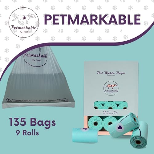 Durable Dog Poop Bags Rolls Eco Friendly, Leakproof, Odor-Free, Vegetable-Based Doggy Poop Bags, Giving Back to Charity (135 Bags / 9 Rolls)