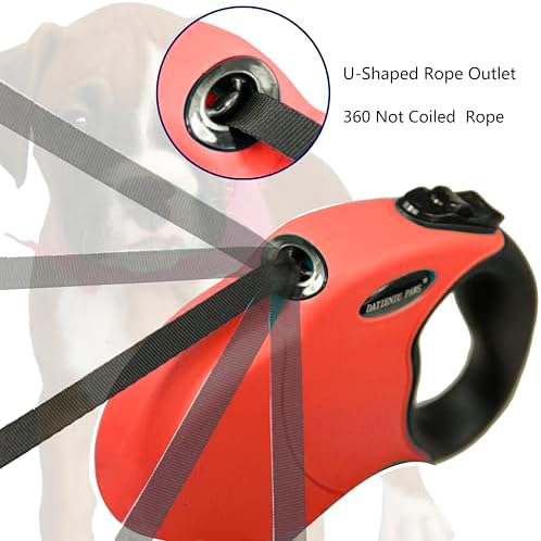 Small 13 FT Retractable Dog Leash – Hands-Free Adjustable Leash for Dogs Up to 22lbs, Tangle-Free Nylon with Ergonomic Grip for Walking, Training & Outdoor Safety Red S
