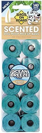 Bags on Board Odor Control Dog Poop Bags | Ocean Breeze Scent | 9 x14 Inches, 140 Waste Pickup Bags (3203940043)