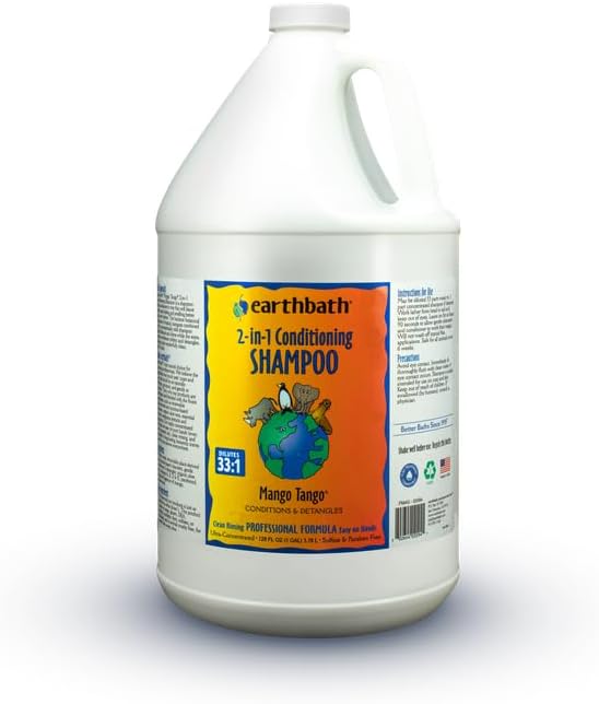 earthbath Mango Tango 2-in-1 Conditioning Shampoo, 128 Oz (1 Pack) | Cruelty Free Dog Shampoo and Conditioner, Made in USA, Gentle Dog Conditioner