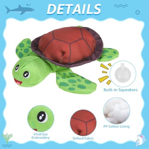SCENEREAL Floating Dog Pool Toys for Water Fetch, 2 Pack Ducks & Turtles Squeaky Dog Toys for Training, Interactive Summer Outdoor, Cute Pet Chew Toys for Large Medium Small Dogs