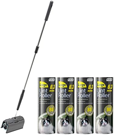 Fedicelly Lint Rollers Pet Hair Extra Sticky Floor with Long Handle,Large Cat Dog Hair Remover Laundry Clothes Carpet Furniture,6.3 inches Wider with 320 Sheets Giant Lint Remover Brush for Couch