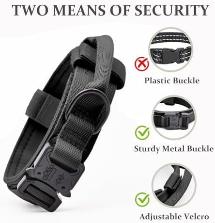 Tactical Dog Collar Leash Set, Adjustable Military Training Collar,Black XL