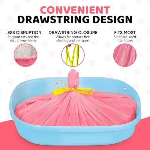 EZ Pick Up Dog & Cat Pet Waste Clean Up Bags Litter Liners (Pink, 36"x18")