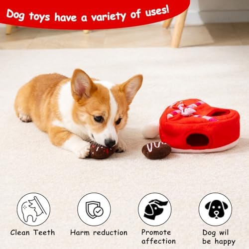 Hollypet Squeaky Hide and Seek Dog Toys for Small and Medium, Chocolate