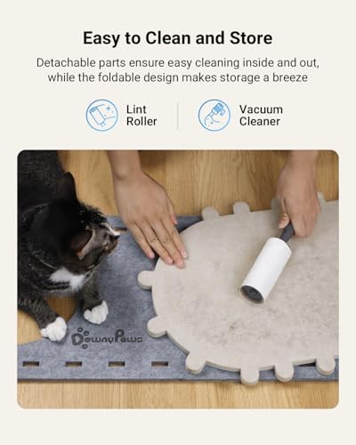 DownyPaws Cat House for Indoor Cats,Peekaboo Cat Bed Cave, Light Gray