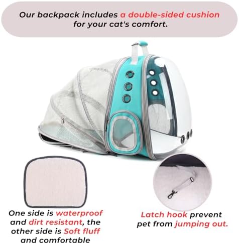 Lollimeow Cat Carrier Backpack, Expandable Bubble Pet Carrier for Cats and Small Dogs, Airline Approved Travel Backpack for Hiking, Walking & Outdoor Adventures - Supports up to 14 lbs
