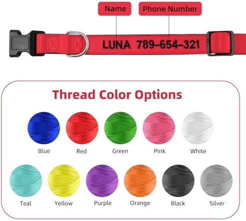 Kuley Personalized Dog Collar, Embroidered with Pet Name and Phone Number