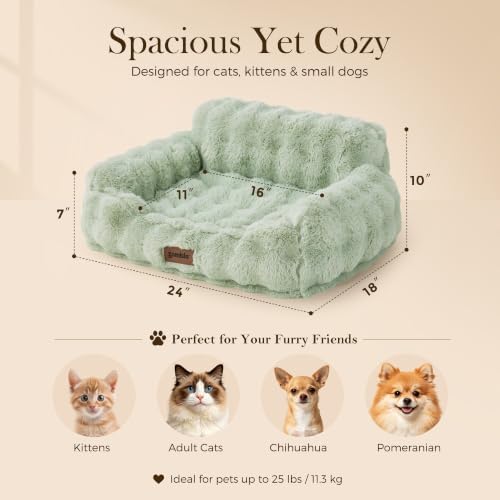 ZOMISIA Orthopedic Cat Couch Bed for Indoor Cats, Removable Washable Cover