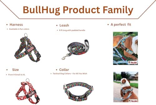 BULLHUG 6 FT Bulldog Leash with Padded Handle. Perfect for Bulldogs, French Bulldogs, Pugs & All Breeds. Leashes for Walking, Training Lead for Bulldogs (Pink Floral)