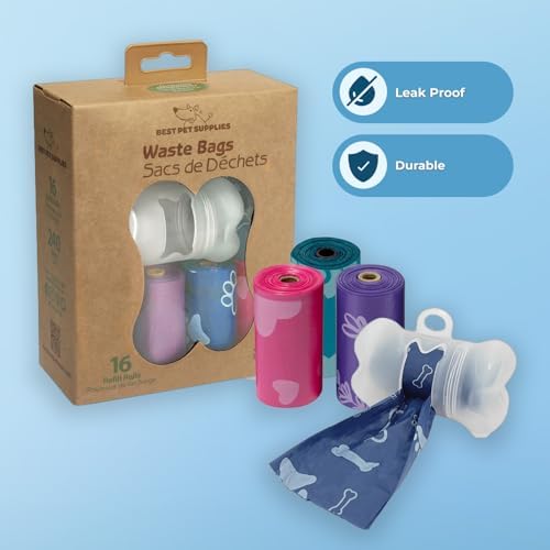 Best Pet Supplies Poop Bags for Dogs - Assorted Colors, 240 Bags