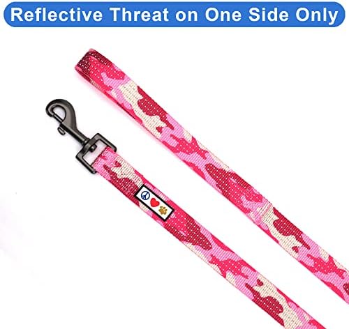 Pawtitas Camo Pink Dog Leash 6 ft XS/S Reflective Durable Lightweight Dog Lead for Small Dogs and Puppies