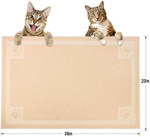 UPSKY Large Cat Litter Mat Trapper 35"×23", Waterproof, Non-Slip, Beige