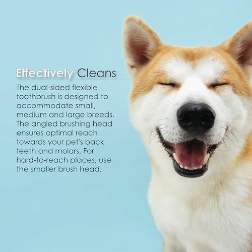 Dual-Sided Toothbrush for Dogs & Cats, Pet Toothbrush with Double Head Design for Small Medium Large Pets, Soft Bristles for Gentle Teeth Cleaning, Dog & Cat Dental Care Brush