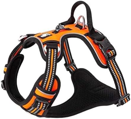 WINHYEPET True Love No Pull Dog Harness Extra Reflective Pet Harness for Small Medium Large Dogs Adjustbale for Running Walking Padded Soft Mesh Vest Easy Control TLH56512(Orange,L)