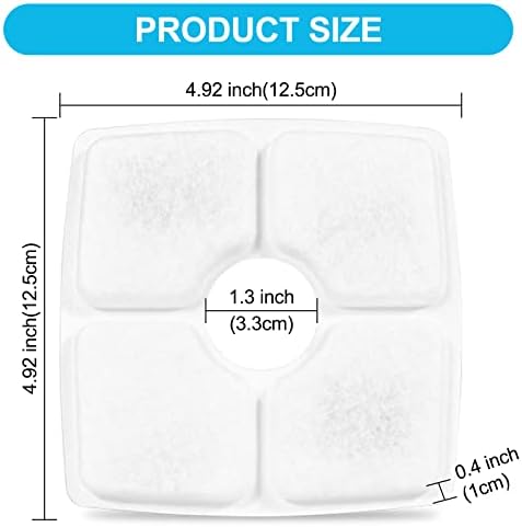 SEISSO Cat Fountain Filter Replacement, Cat Water Filters with Three Stage Filtration System for 84oz/ 2.5L Automatic Pet Fountain Dog Water Dispenser, 8 Packs