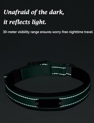 Personalized Reflective Dog Collar with Silent ID Plate - Custom Engraved Pet Name & Phone Number, Nylon Basic Collar for Small Medium Large Dogs