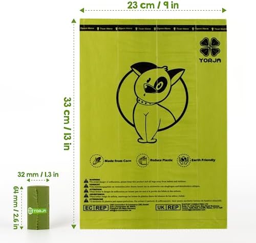 Dog Poop Bags Rolls with OK biobased Certified, 360 Pet Waste Bags, 100% Leak Proof Extra Thick and Strong Corn Starch Based