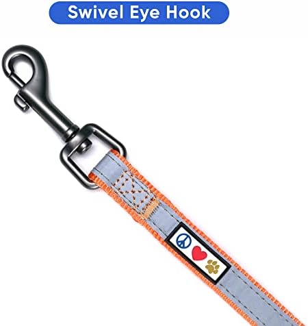 Pawtitas Personalized Orange Dog Leash 6 ft Custom ID Lead for Dogs & Puppies Reflective Comfortable Padded Handle Embroidered Name & Phone Number