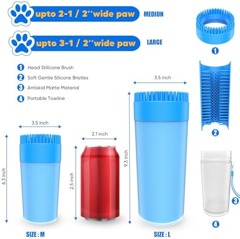 Upgrade 2 In 1 Paw Buddy for Medium Dogs - Muddy Foot Cleaner with Absorbent Towel