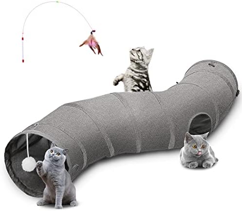 Ownpets S-Shape Cat Tunnel Toy 48"L x 10"D, for Cats, Puppies & Small Pets