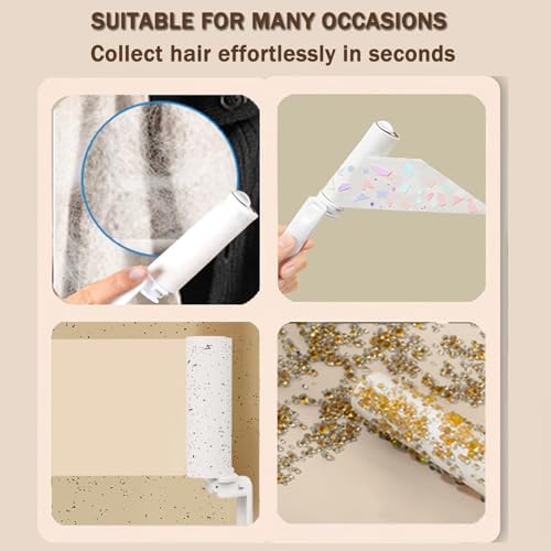 Mini Travel Lint Roller with 150 Sticky Sheets, Compact Portable Pet Hair Remover with Cover for Clothes, Travel, Small Foldable Lint Roller for Purse Car Bag Essentials (White)