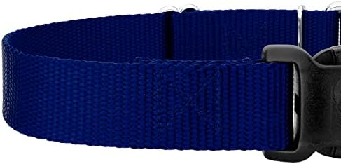 Martingale Dog Collar - Heavy Duty Nylon Adjustable Martingale Dog Collar with Plastic Buckle for Small Medium Large Breeds - 30+ Colors (1 Inch, Large, Royal Blue)