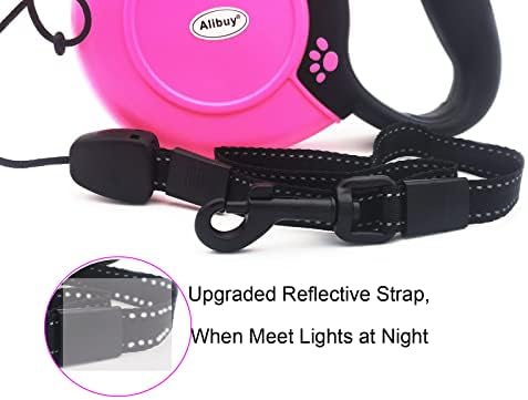 Retractable Dog Leash 26ft,360° Tangle-Free Long Cord Pets Puppy Walking Leashes,Non-Slip Handle for Small Medium Large Dogs,Up to 110 lbs (Pink)