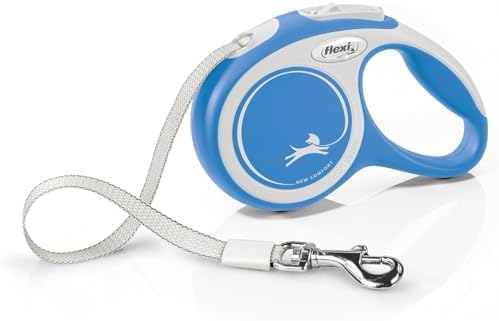 FLEXI® Comfort XS Tape Retractable Dog Leash, 3-Finger Grip, 10 ft - Blue