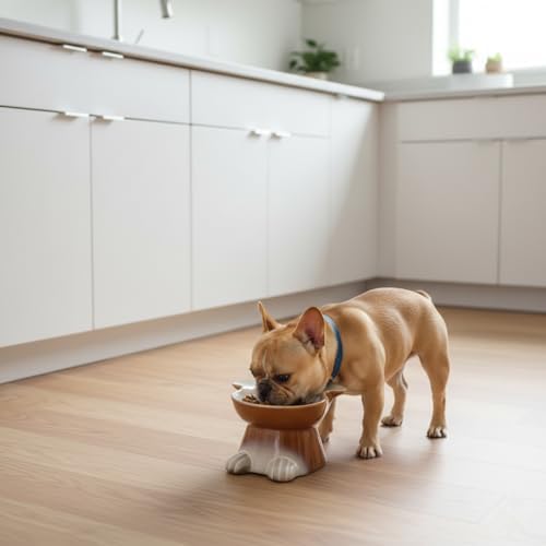 Nihow Elevated Ceramic Dog Bowls: 6.5 Inch Raised Dog Bowl for Food & Water