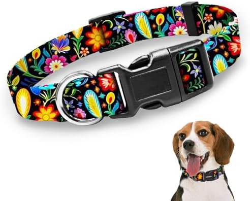 Kazazoo Dog Collar Cute and Soft Nylon Puppy Collar for Boy and Girl Dogs,Collar para Perros, Adjustable Dog Collars for Medium Dogs, Tropical-M