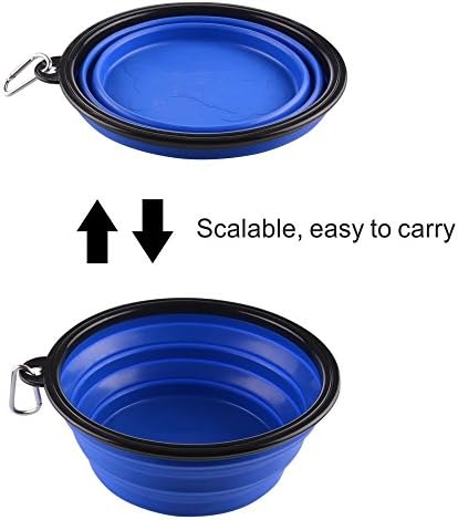 Extra Large Collapsible Dog Bowl, 3L XL Travel Dog Bowl, Foldable Travel Water Dish, 102oz X-Large Portable Collapsable Traveling Bowls with Carabiner for Dogs Walking, Hiking (Blue)