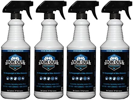 NOK OUT Odor Remover, Pet Deodorizer and Cleaning Spray, Made in the USA, 32 Fluid Ounce Spray, 4-Pack
