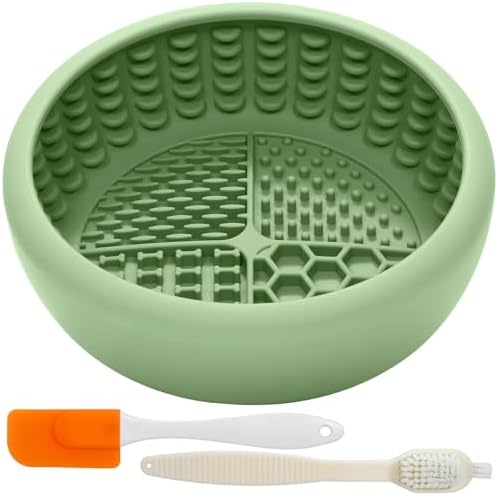 Dog Lick Bowl for Large Dogs, Lick Mat, Slow Feeder Lick Bowl with Brush and Scraper,Strong Suction, Freeze Licking Bowl for Anxiety Relief, Enrichment & Distraction, Dishwasher Safe 7.6 * 3.5 inch