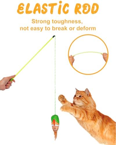 Interactive Cat Toys Donald Trump Toy, Trump Doll Feather Wand Toy, Catnip Toys, Cat Teaser Wand String, Fishing Pole,Kitten Play Exercise Toys,Halloween