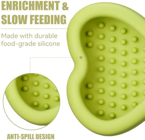 Lick Mat for Dogs, Animire Anti-Spilled Bow Tie Lick Bowls for Anxiety Relief, Silicone Slow Feeder Licking Pad with Suction Cups, Freezeable Dog Enrichment Toy for Boredom and Distraction(Green,S)
