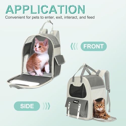 Cat Pet Backpack Carrier Gray 12"x8"x14" Travel Bag