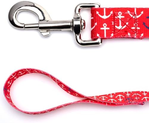 Country Brook Petz - Red Anchors Away Everyday Dog Leash Limited Edition - Summer Breeze Collection Featuring Sunny Designs (6 Foot, 1/2 Inch Wide)