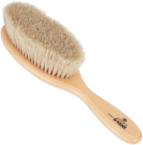 KENT OTHH1 Clothes Brush, 100% Natural Pure Horsehair in Japanese Style Lint Remover for Delicate Cashmere, Wool, and Silk to Keep Fabrics Free from Fibres, Fluff. Luxury Beechwood. Made in England