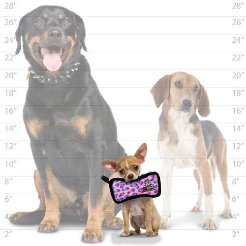 TUFFY - World's Tuffest Soft Dog Toy - Junior Bone -Squeakers -Multiple Layers. Made Durable, Strong & Tough.Interactive Play(Tug, Toss & Fetch). Machine Washable & Floats (Pink Leopard, Bone2 2 Pack)