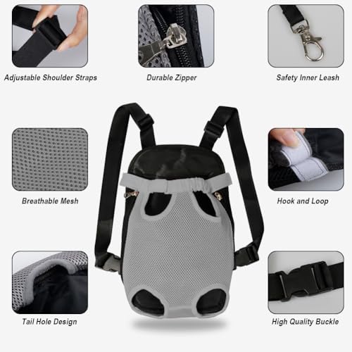 FEimaX Dog Carrier Backpack Pet Legs Out Front Cat Travel Bag, Adjustable Puppy Backpacks Carriers Hands-Free for Small Medium Dogs Cats Hiking Traveling Camping Daily Walking