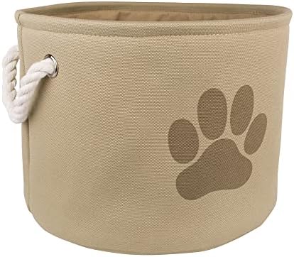 Bone Dry Pet Storage Collection Collapsible Bin, Small Round, Taupe