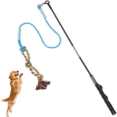 Flirt Pole for Dogs Interactive Chase Toy for Large Medium Small Puppy Dogs