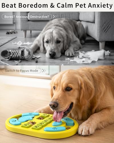 Dog Puzzle Toy, Interactive Enrichment Treat Food Puzzles, Yellow
