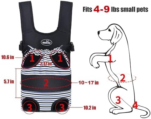 Wakytu Dog Front Carrier Backpacks for Small Dogs, Legs Out Pet Carrier Sling Backpack with Adjustable Padded Ventilated Shoulder Straps, Easy-Fit for Traveling Hiking Camping,Medium