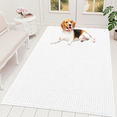 OLANLY Dog Door Mat for Muddy Paws 59x35, Extra Absorbent Chenille Mud Mat